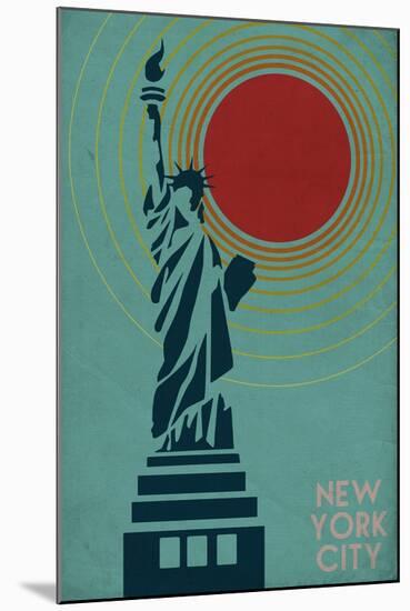 New York City, NY - Vector Statue of Liberty-Lantern Press-Mounted Art Print