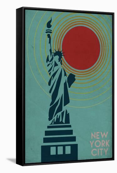 New York City, NY - Vector Statue of Liberty-Lantern Press-Framed Stretched Canvas