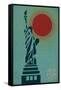 New York City, NY - Vector Statue of Liberty-Lantern Press-Framed Stretched Canvas