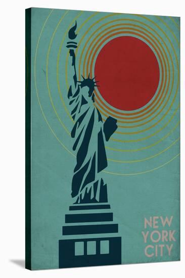 New York City, NY - Vector Statue of Liberty-Lantern Press-Stretched Canvas