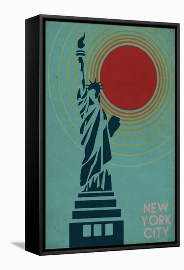 New York City, NY - Vector Statue of Liberty-Lantern Press-Framed Stretched Canvas