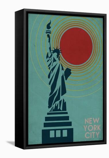 New York City, NY - Vector Statue of Liberty-Lantern Press-Framed Stretched Canvas