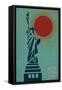 New York City, NY - Vector Statue of Liberty-Lantern Press-Framed Stretched Canvas