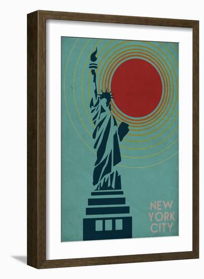 New York City, NY - Vector Statue of Liberty-Lantern Press-Framed Art Print