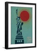 New York City, NY - Vector Statue of Liberty-Lantern Press-Framed Art Print