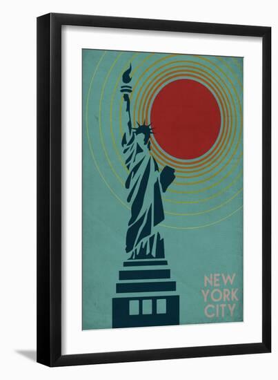 New York City, NY - Vector Statue of Liberty-Lantern Press-Framed Art Print