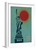 New York City, NY - Vector Statue of Liberty-Lantern Press-Framed Art Print