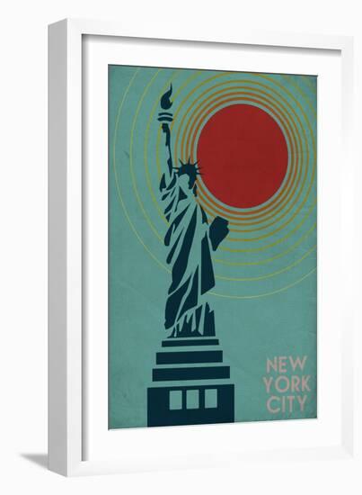 New York City, NY - Vector Statue of Liberty-Lantern Press-Framed Art Print