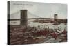 New York City, NY - View of the Brooklyn Bridge-Lantern Press-Stretched Canvas