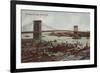 New York City, NY - View of the Brooklyn Bridge-Lantern Press-Framed Premium Giclee Print