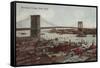 New York City, NY - View of the Brooklyn Bridge-Lantern Press-Framed Stretched Canvas