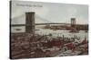 New York City, NY - View of the Brooklyn Bridge-Lantern Press-Stretched Canvas