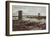 New York City, NY - View of the Brooklyn Bridge-Lantern Press-Framed Art Print