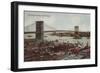 New York City, NY - View of the Brooklyn Bridge-Lantern Press-Framed Art Print