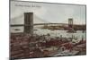 New York City, NY - View of the Brooklyn Bridge-Lantern Press-Mounted Art Print