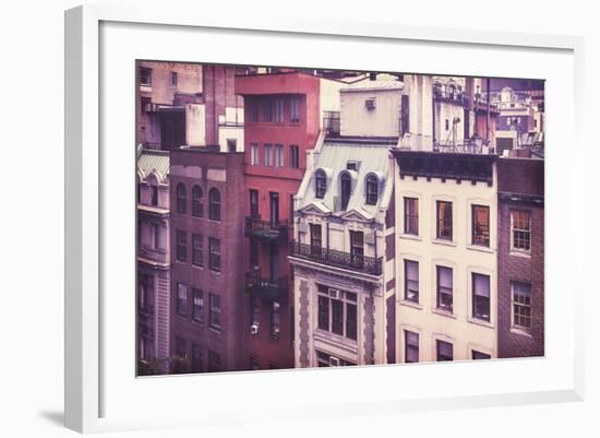 New York City Old Residential Buildings, Vintage Colors-Maciej Bledowski-Framed Photographic Print