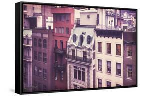 New York City Old Residential Buildings, Vintage Colors-Maciej Bledowski-Framed Stretched Canvas