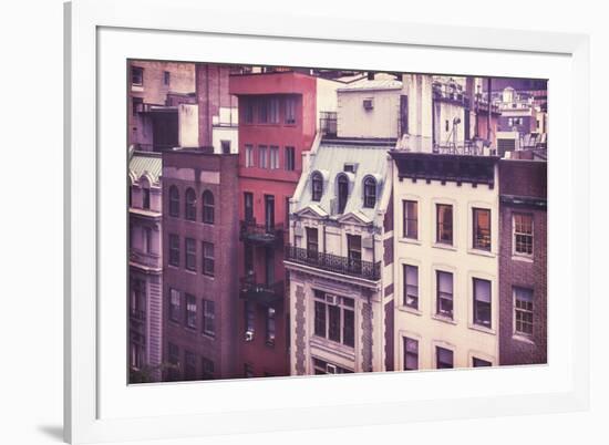 New York City Old Residential Buildings, Vintage Colors-Maciej Bledowski-Framed Photographic Print