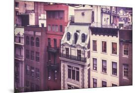 New York City Old Residential Buildings, Vintage Colors-Maciej Bledowski-Mounted Photographic Print