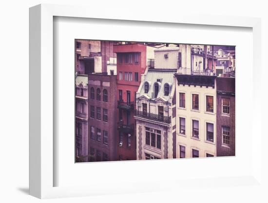 New York City Old Residential Buildings, Vintage Colors-Maciej Bledowski-Framed Photographic Print