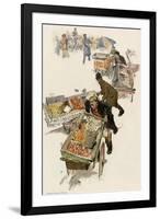 New York City Peddlers Chased Away by a Policeman, circa 1900-null-Framed Giclee Print