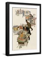 New York City Peddlers Chased Away by a Policeman, circa 1900-null-Framed Giclee Print