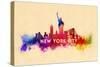New York City - Skyline Abstract (Cream)-Lantern Press-Stretched Canvas