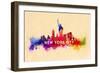 New York City - Skyline Abstract (Cream)-Lantern Press-Framed Art Print