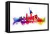 New York City - Skyline Abstract (White)-Lantern Press-Framed Stretched Canvas
