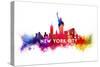 New York City - Skyline Abstract (White)-Lantern Press-Stretched Canvas
