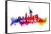 New York City - Skyline Abstract (White)-Lantern Press-Framed Stretched Canvas