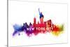 New York City - Skyline Abstract (White)-Lantern Press-Stretched Canvas