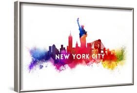 New York City - Skyline Abstract (White)-Lantern Press-Framed Art Print