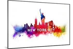 New York City - Skyline Abstract (White)-Lantern Press-Mounted Art Print