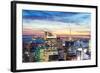 New York City Skyline Aerial View at Dusk with Skyscrapers of Midtown Manhattan.-Songquan Deng-Framed Photographic Print