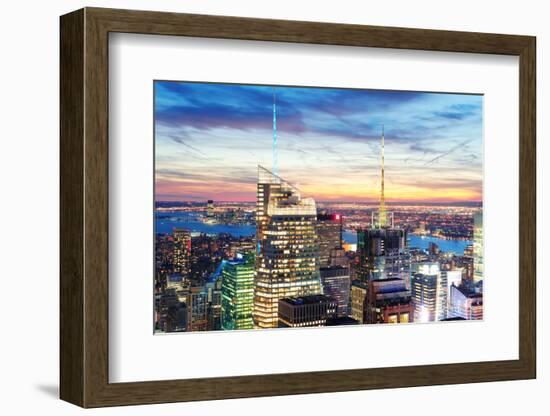 New York City Skyline Aerial View at Dusk with Skyscrapers of Midtown Manhattan.-Songquan Deng-Framed Photographic Print