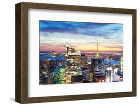 New York City Skyline Aerial View at Dusk with Skyscrapers of Midtown Manhattan.-Songquan Deng-Framed Photographic Print