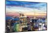 New York City Skyline Aerial View at Dusk with Skyscrapers of Midtown Manhattan.-Songquan Deng-Mounted Photographic Print