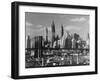 New York City Skyline and Brooklyn Bridge, 1948-Andreas Feininger-Framed Premium Photographic Print