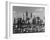 New York City Skyline and Brooklyn Bridge, 1948-Andreas Feininger-Framed Premium Photographic Print