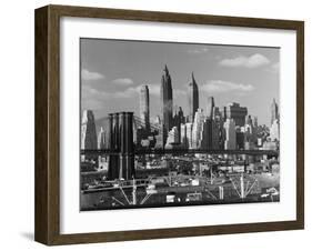 New York City Skyline and Brooklyn Bridge, 1948-Andreas Feininger-Framed Photographic Print