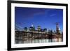 New York City Skyline and Brooklyn Bridge at Night-Zigi-Framed Photographic Print