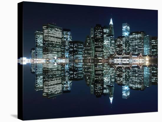 New York City Skyline and Manhattan Bridge at Night-Zigi-Stretched Canvas