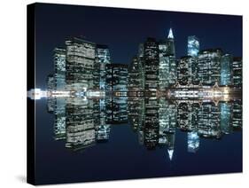 New York City Skyline and Manhattan Bridge at Night-Zigi-Stretched Canvas