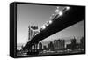 New York City Skyline and Manhattan Bridge at Night-Zigi-Framed Stretched Canvas