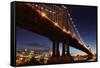 New York City Skyline and Manhattan Bridge at Night-Zigi-Framed Stretched Canvas