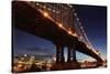 New York City Skyline and Manhattan Bridge at Night-Zigi-Stretched Canvas