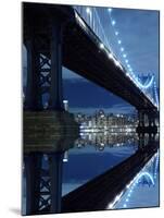 New York City Skyline and Manhattan Bridge at Night-Zigi-Mounted Photographic Print