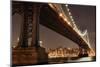 New York City Skyline and Manhattan Bridge at Night-Zigi-Mounted Photographic Print