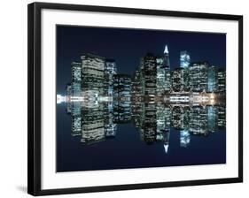 New York City Skyline and Manhattan Bridge at Night-Zigi-Framed Photographic Print